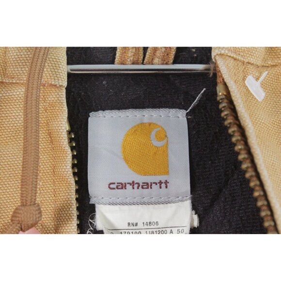 Carhartt Flannel Quilt Lined Duck Canvas Full Zip Active Jacket XL Brown - Picture 3 of 4